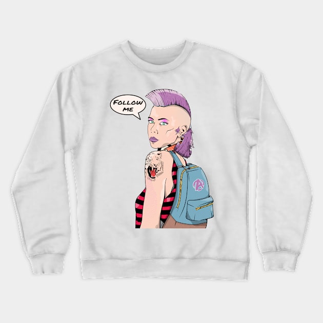 Retro Punk Woman Crewneck Sweatshirt by LICENSEDLEGIT